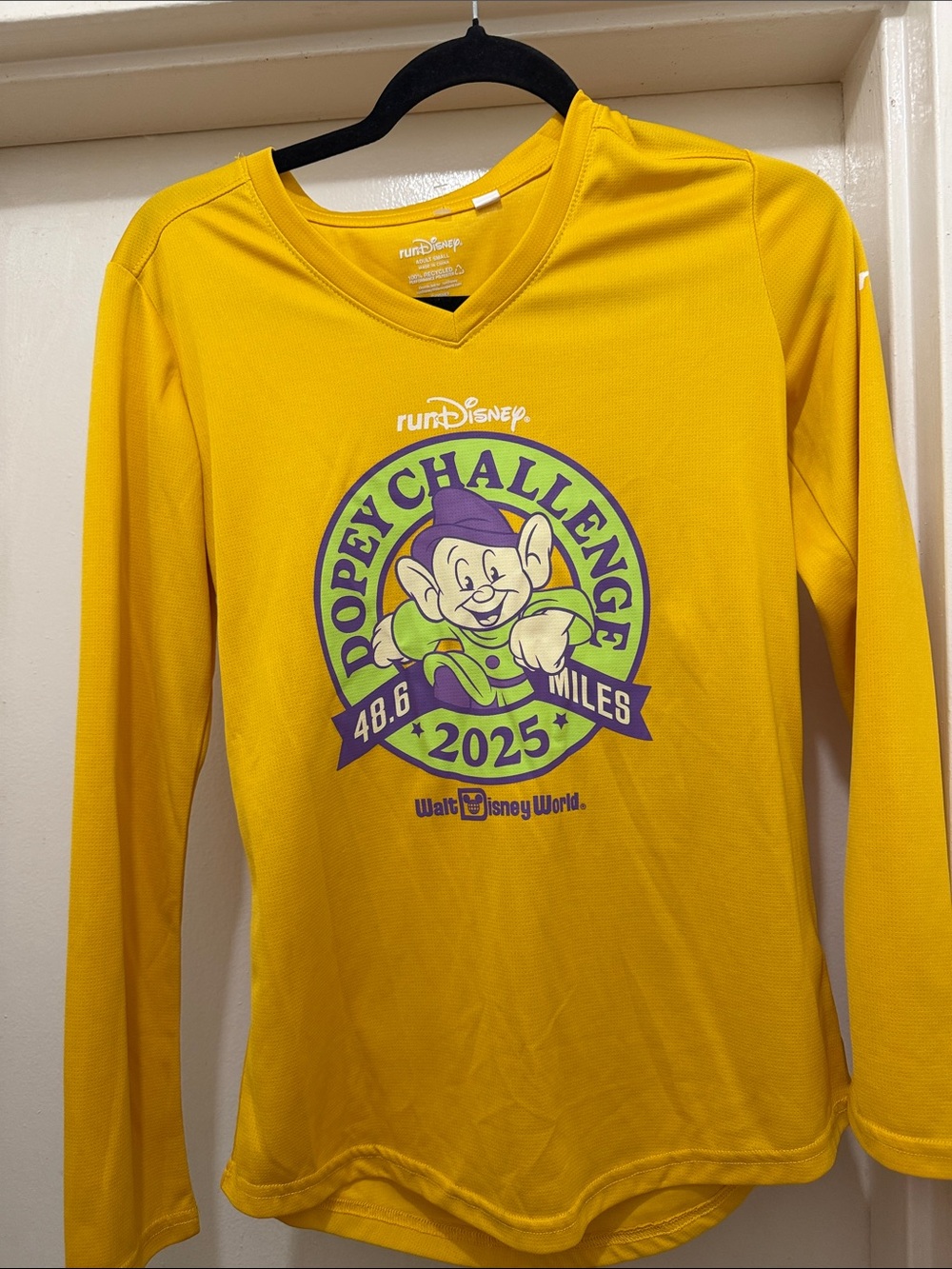 Disney Yellow Dopey Challenge 2025 Long-Sleeve Tee